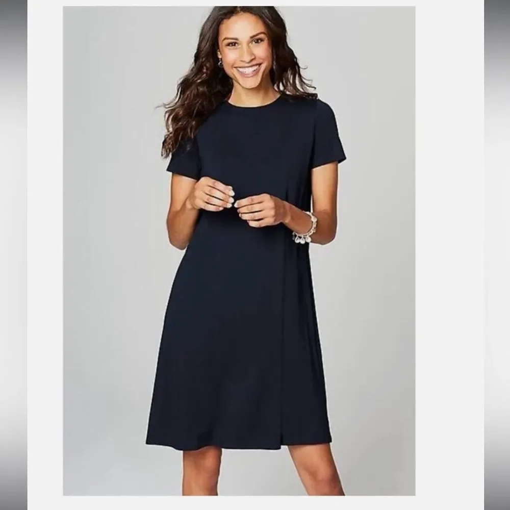 J. Jill Wherever Collection Perfect TShirt Navy Short Sleeve Swing Dress Small